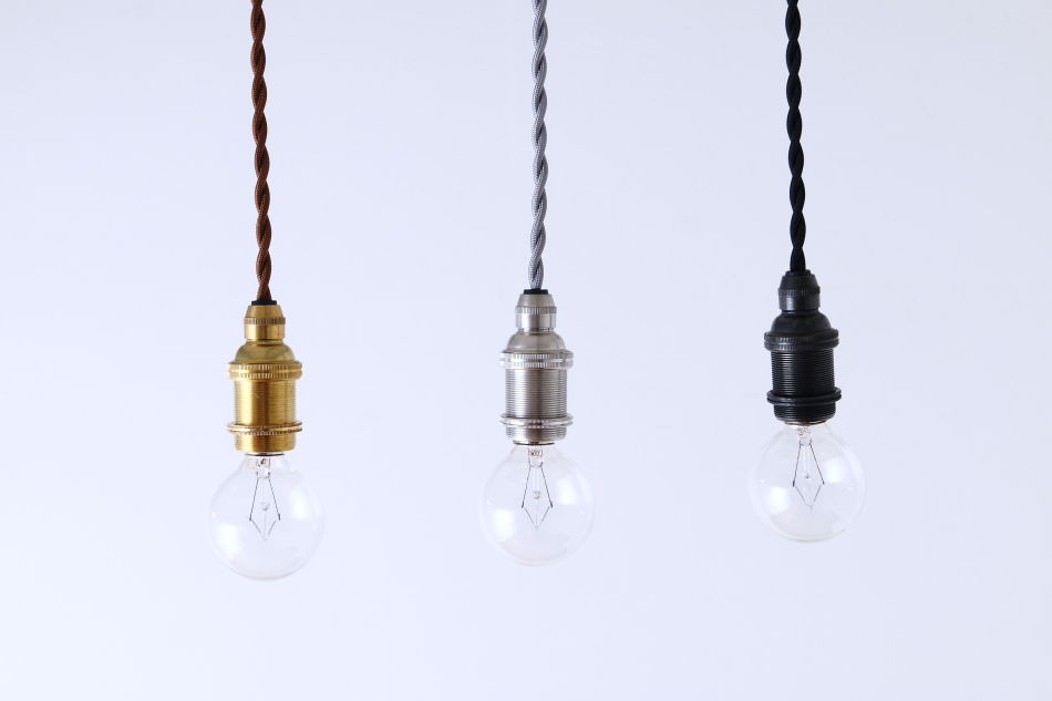 ブリティッシュ・トラディショナル アルミヘアラインシルバー E17コードペンダントランプ