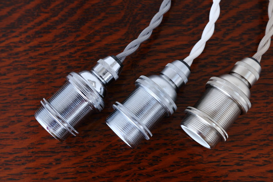 ブリティッシュ・トラディショナル アルミヘアラインシルバー E17コードペンダントランプ