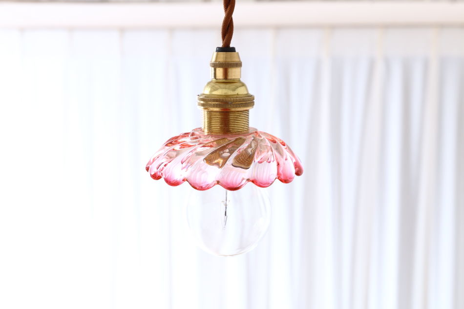 オールドバカラBACCARAT ピンククリスタル ディッシュ ミニペンダントランプ