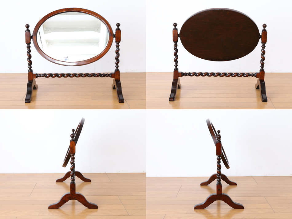 ヴィクトリアンスタイル ツイスト テーブルトップ スタンドミラー