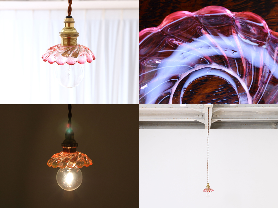 オールドバカラBACCARAT ピンククリスタル ディッシュ ミニペンダントランプ