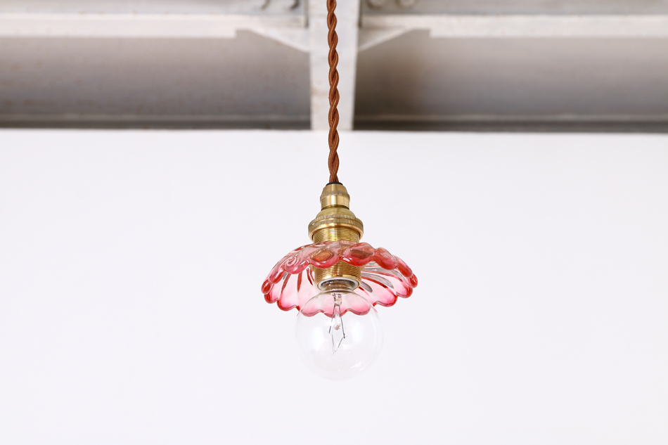 オールドバカラBACCARAT ピンククリスタル ディッシュ ミニペンダントランプ