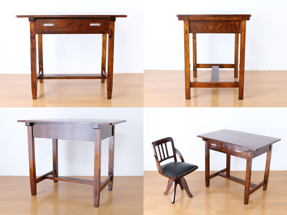 和骨董WA-COTTOO 昭和レトロ 欅(ケヤキ) ヒラデスクHIRA-DESK平机