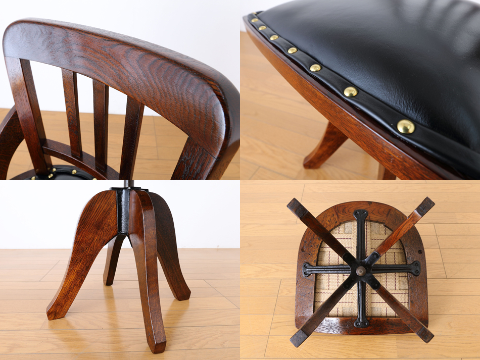 和骨董WA-COTTOO 大正ロマンTAISHO-ROMANスタイル 楢の事務椅子/オフィスチェア