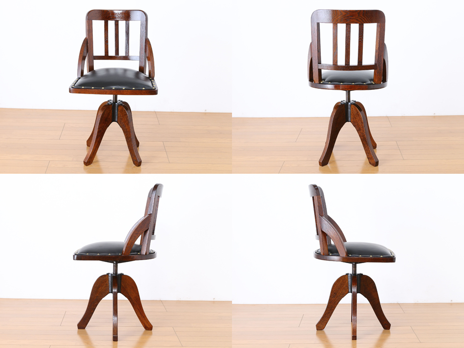 和骨董WA-COTTOO 大正ロマンTAISHO-ROMANスタイル 楢の事務椅子/オフィスチェア