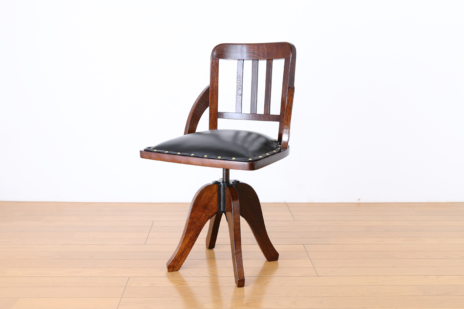 和骨董WA-COTTOO 大正ロマンTAISHO-ROMANスタイル 楢の事務椅子/オフィスチェア