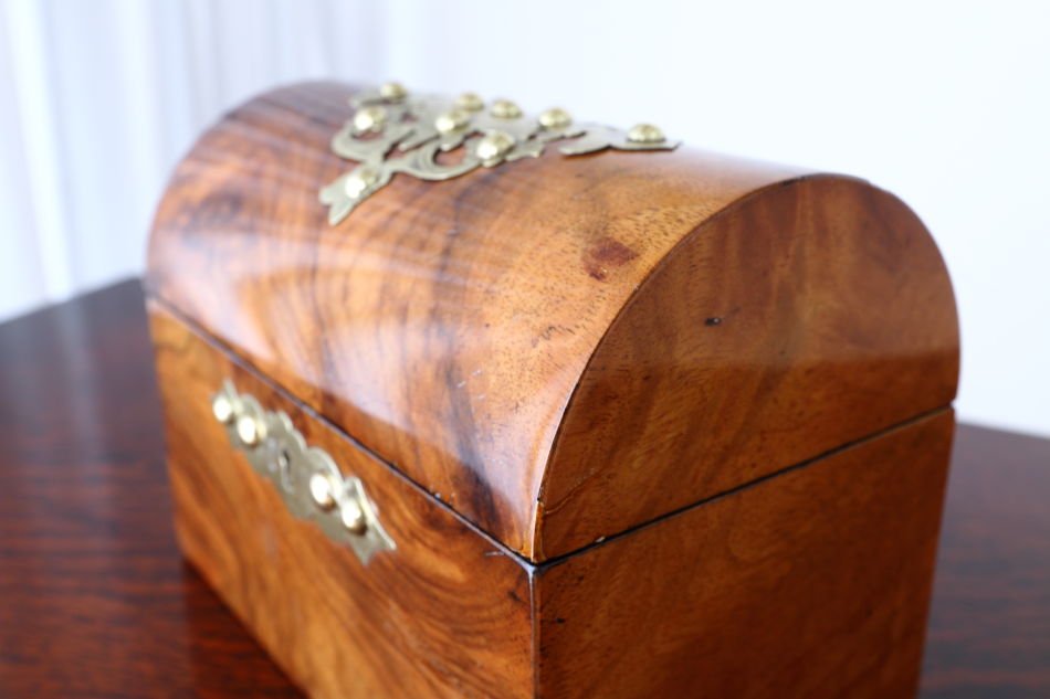 アーリーヴィクトリアン ブラス&バールウォルナット ジュエリーボックス