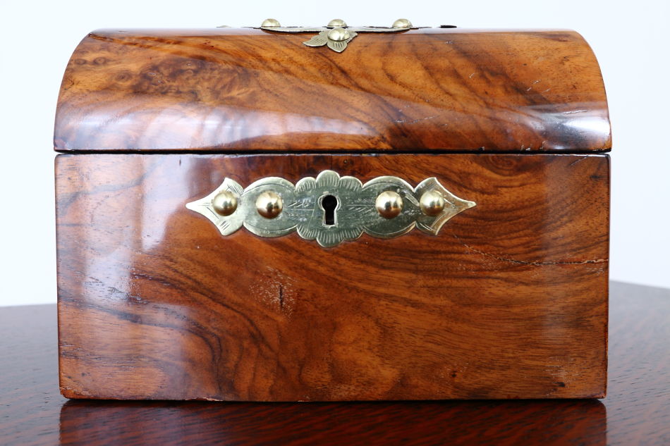 アーリーヴィクトリアン ブラス&バールウォルナット ジュエリーボックス