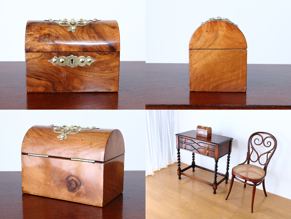 アーリーヴィクトリアン ブラス&バールウォルナット ジュエリーボックス