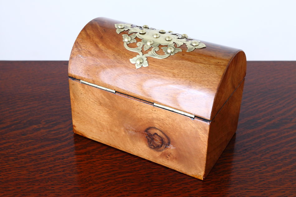 アーリーヴィクトリアン ブラス&バールウォルナット ジュエリーボックス