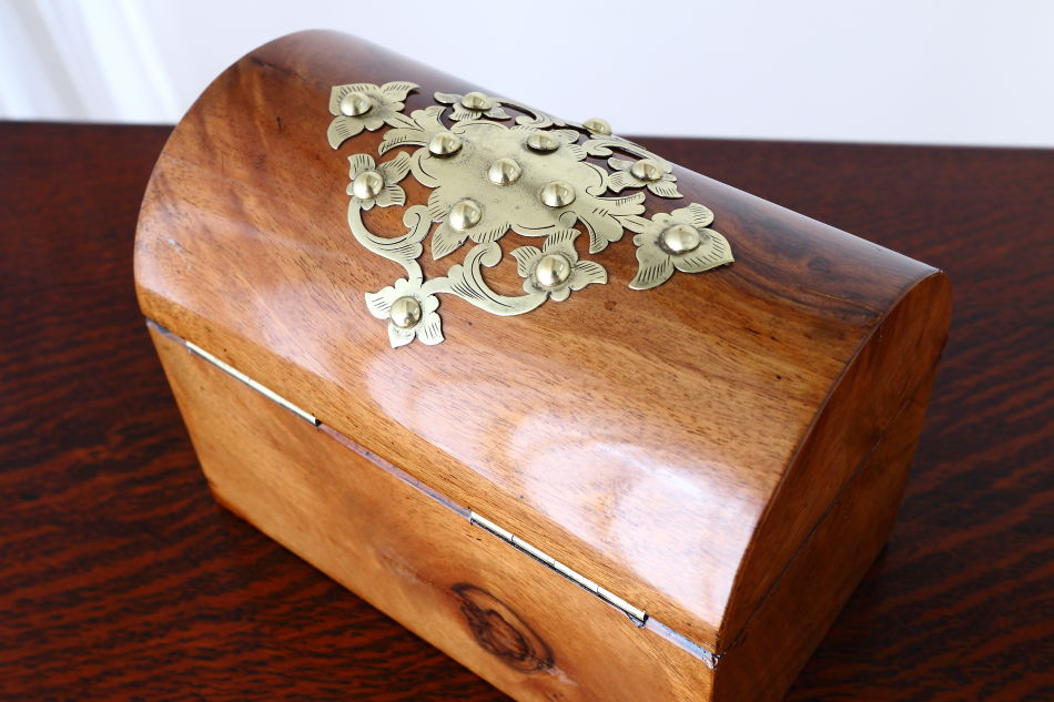 アーリーヴィクトリアン ブラス&バールウォルナット ジュエリーボックス