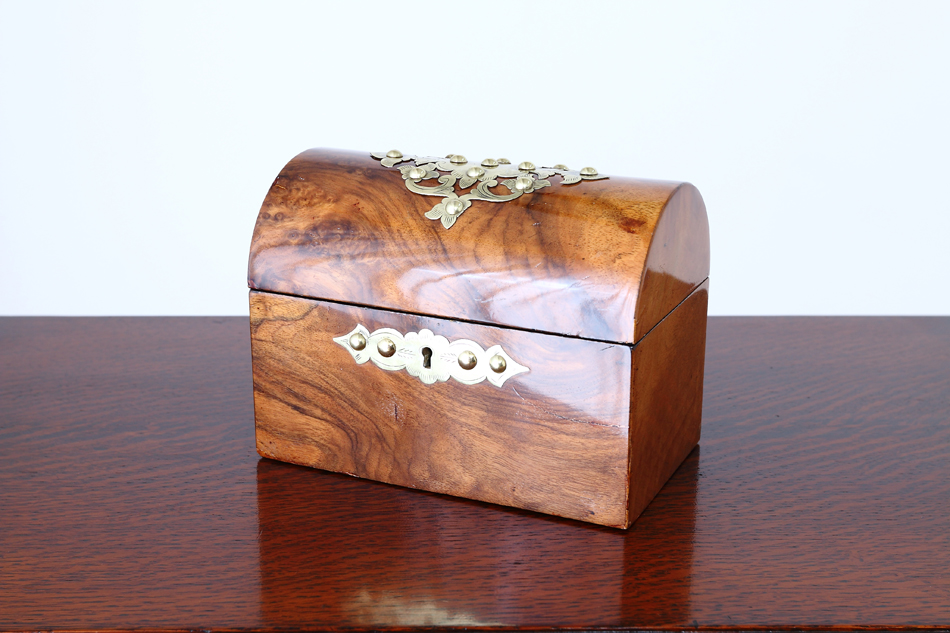 アーリーヴィクトリアン ブラス&バールウォルナット ジュエリーボックス