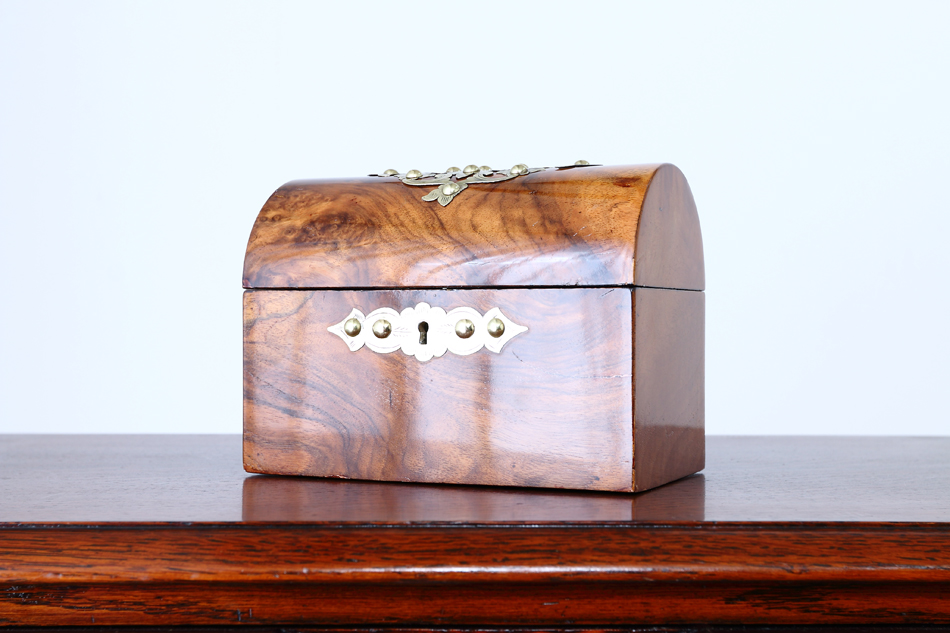 アーリーヴィクトリアン ブラス&バールウォルナット ジュエリーボックス