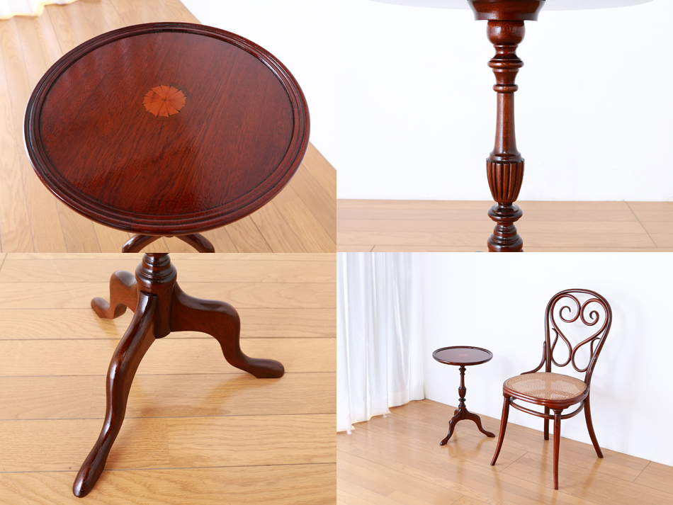 マーケットリーインレイマホガニー スモールトライポッド ワインテーブル