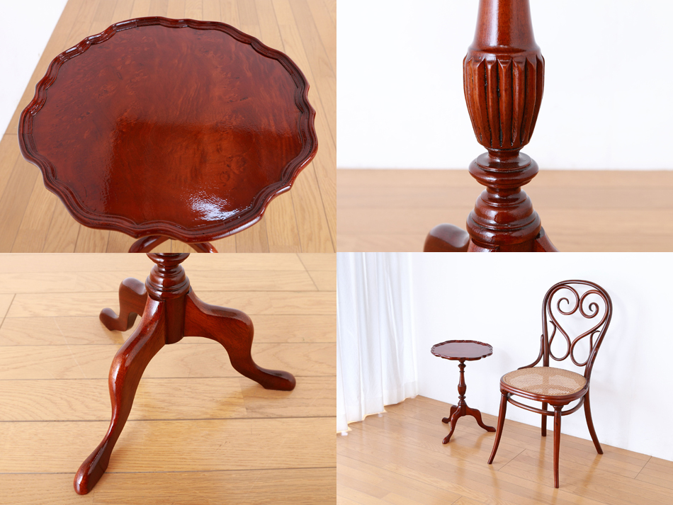 ヴィクトリアンスタイル バールウォルナット トライポッドワインテーブル