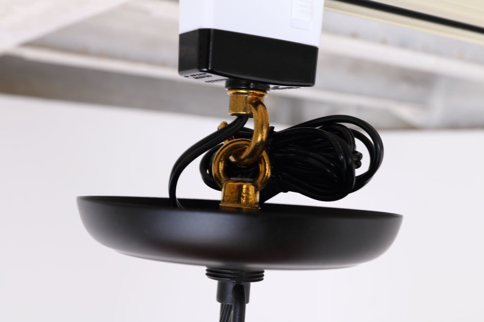 ブラッククリスタル ビーズ&ドロップ ケージスタイル シャンデリア(6灯)