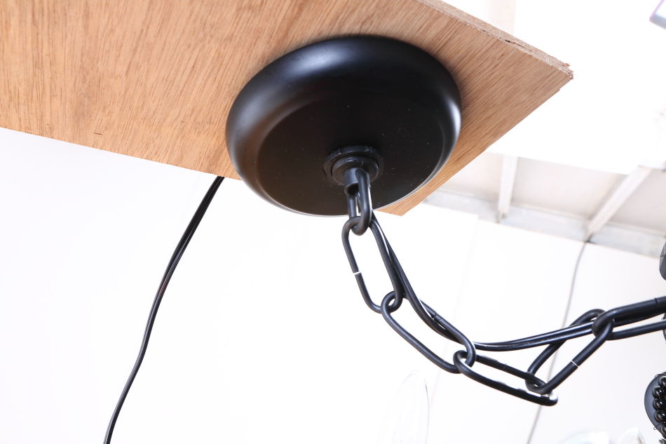 ブラッククリスタル ビーズ&ドロップ ケージスタイル シャンデリア(6灯)