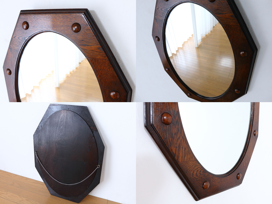 アールデコスタイル クオリティオークフレーム オクタゴナルミラー
