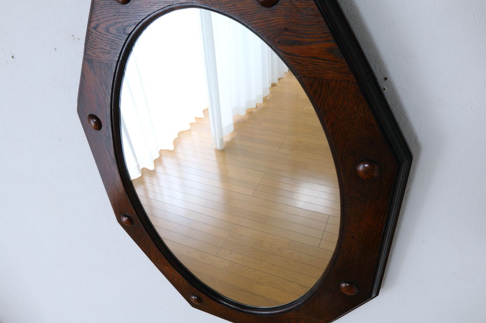 アールデコスタイル クオリティオークフレーム オクタゴナルミラー