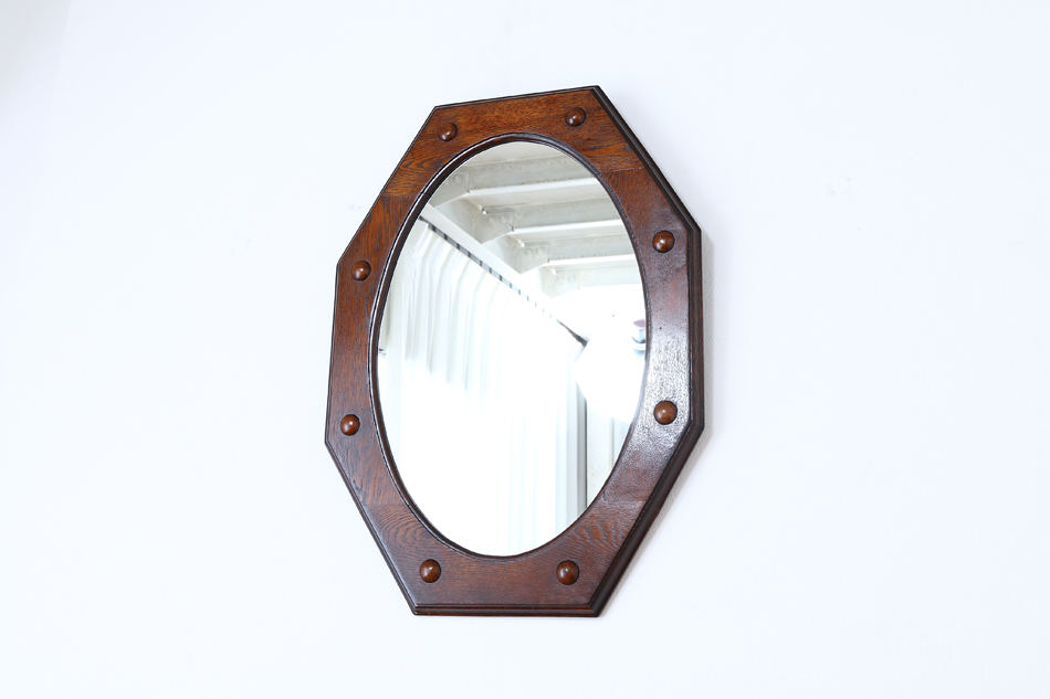 アールデコスタイル クオリティオークフレーム オクタゴナルミラー