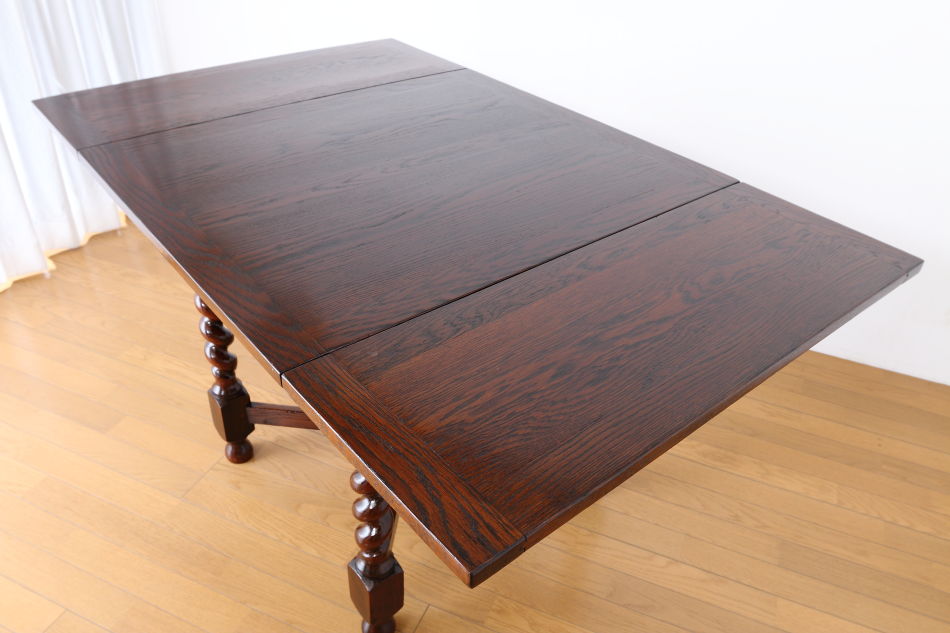 ソリッドオーク ツイスト レクタングル スモールドローリーフテーブル