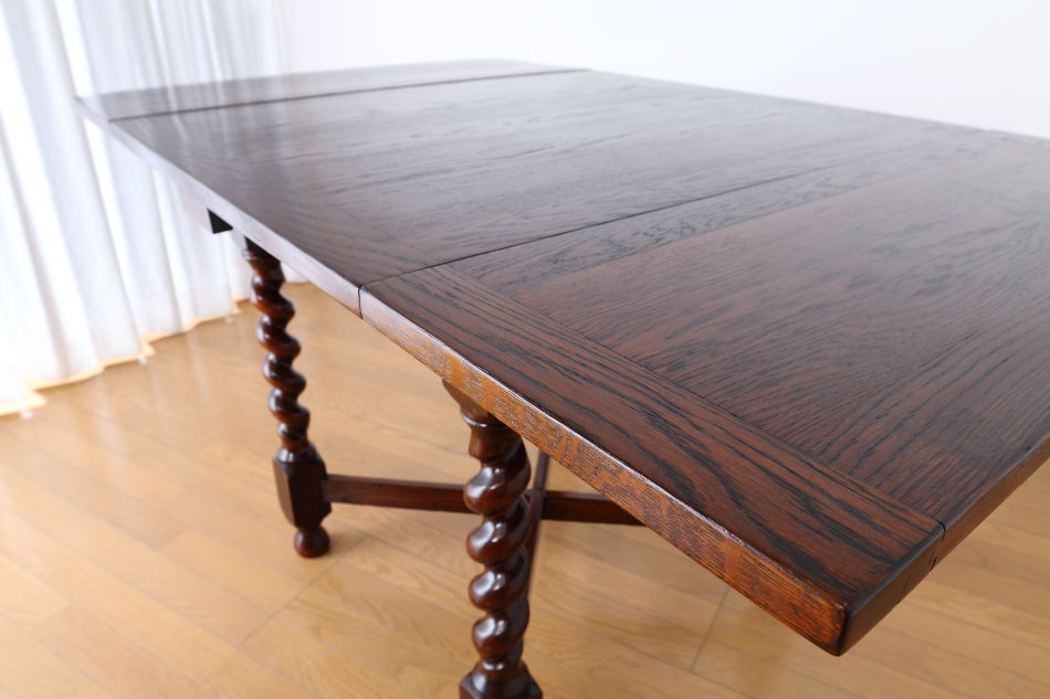 ソリッドオーク ツイスト レクタングル スモールドローリーフテーブル