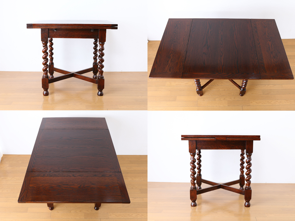 ソリッドオーク ツイスト レクタングル スモールドローリーフテーブル