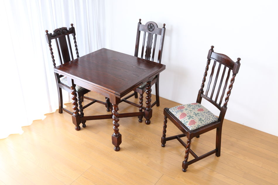 ソリッドオーク ツイスト レクタングル スモールドローリーフテーブル