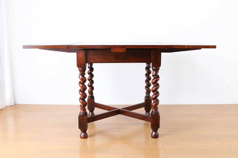 ソリッドオーク ツイスト レクタングル スモールドローリーフテーブル