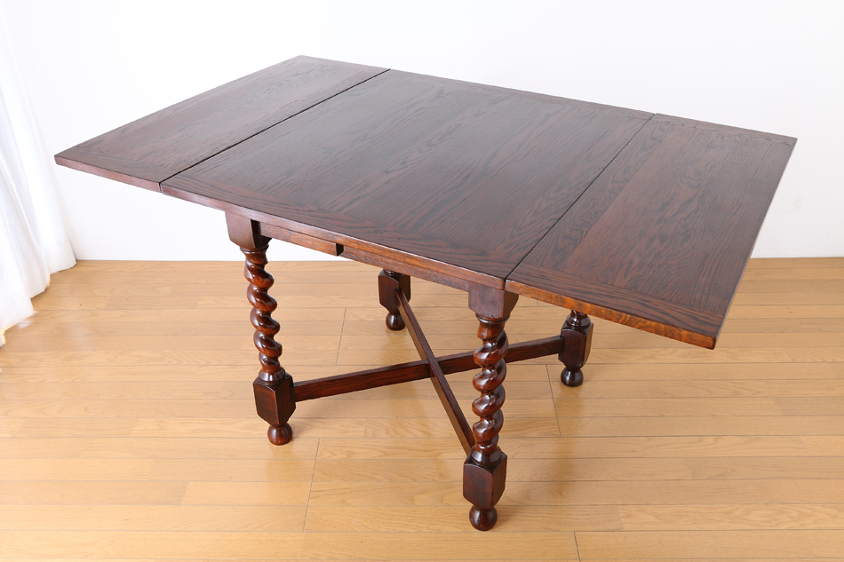 ソリッドオーク ツイスト レクタングル スモールドローリーフテーブル