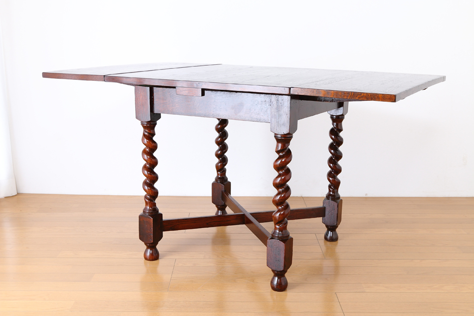 ソリッドオーク ツイスト レクタングル スモールドローリーフテーブル