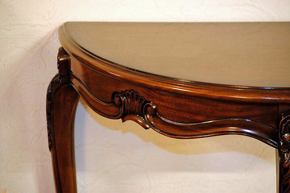 ソリッドマホガニー オールドフレンチスタイル ハーフムーン ホールテーブル